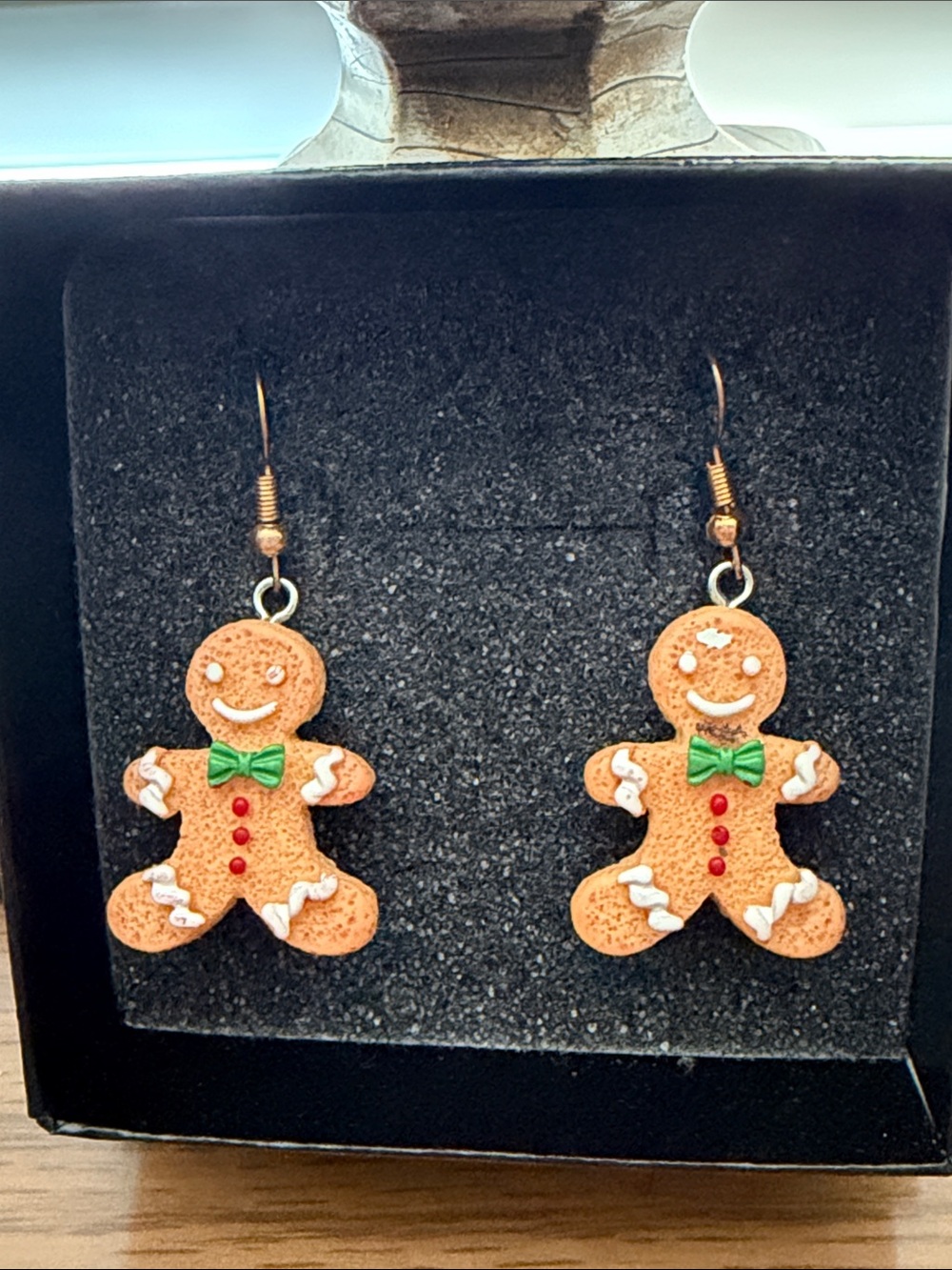 No Brand Gingerbread Pierced Christmas Earrings With Lots of 3D Details